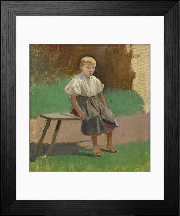 Framed Print : Study of a Seated Peasant Girl, 1880-1900. Creator: Ladislav Mednyanszky Framed Print : Study of a Seated Peasant Girl, 1880-1900. Creator: Ladislav Mednyanszky