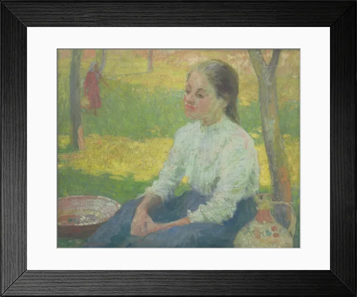 Framed Print : Peasant girl in a garden, 1910. Creator: Elemir Halasz-Hradil Framed Print : Peasant girl in a garden, 1910. Creator: Elemir Halasz-Hradil