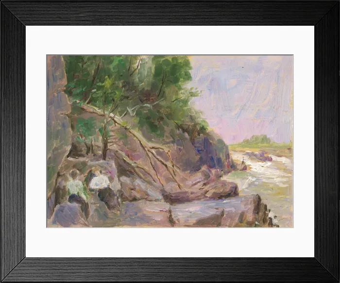 Framed Print : Landscape with figures, early 20th century. Creator: Dezider Czolder Framed Print : Landscape with figures, early 20th century. Creator: Dezider Czolder