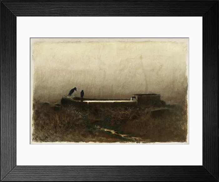 Framed Print : Watering Place with Ravens, 1878. Creator: Ladislav Mednyanszky Framed Print : Watering Place with Ravens, 1878. Creator: Ladislav Mednyanszky
