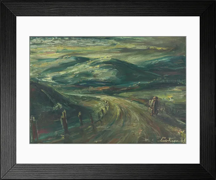 Framed Print : Landscape with travellers, 1943. Creator: Ludovit Varga Framed Print : Landscape with travellers, 1943. Creator: Ludovit Varga