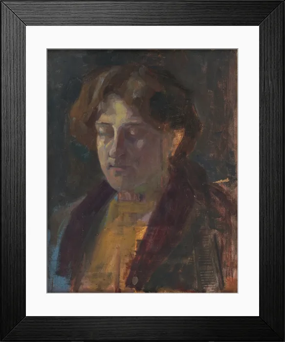 Framed Print : Portrait of a Woman with Half-Closed Eyes, around 1910. Creator: Eduard Putra Framed Print : Portrait of a Woman with Half-Closed Eyes, around 1910. Creator: Eduard Putra