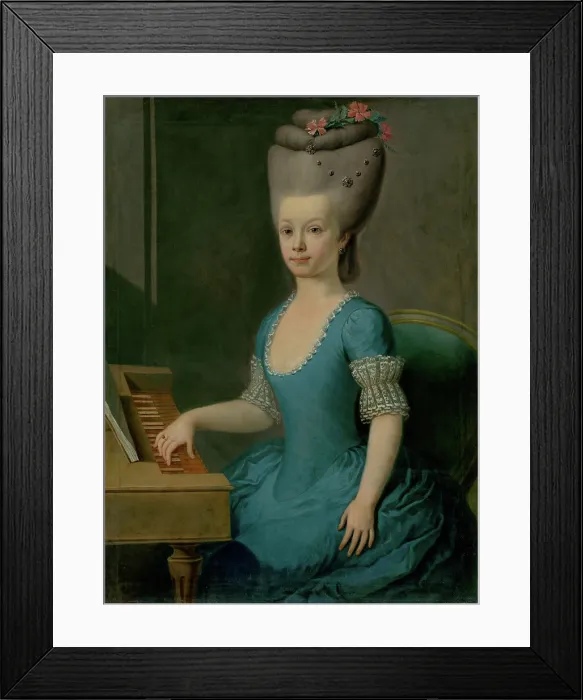 Framed Print : Anna Maria Horvath-Stansithova, fiancee of Ondrej Szirmay, at the harpsichord, 1785-1789. Creator: Unknown Framed Print : Anna Maria Horvath-Stansithova, fiancee of Ondrej Szirmay, at the harpsichord, 1785-1789. Creator: Unknown