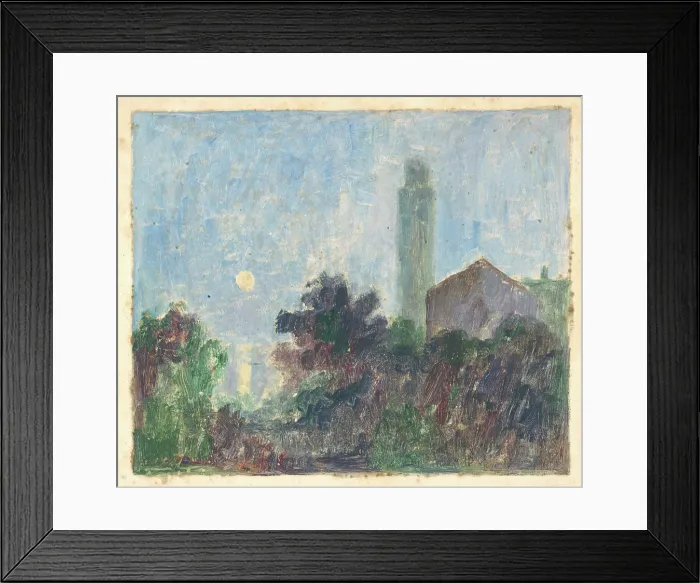 Framed Print : Landscape with a church, early 20th century. Creator: Dezider Czolder Framed Print : Landscape with a church, early 20th century. Creator: Dezider Czolder