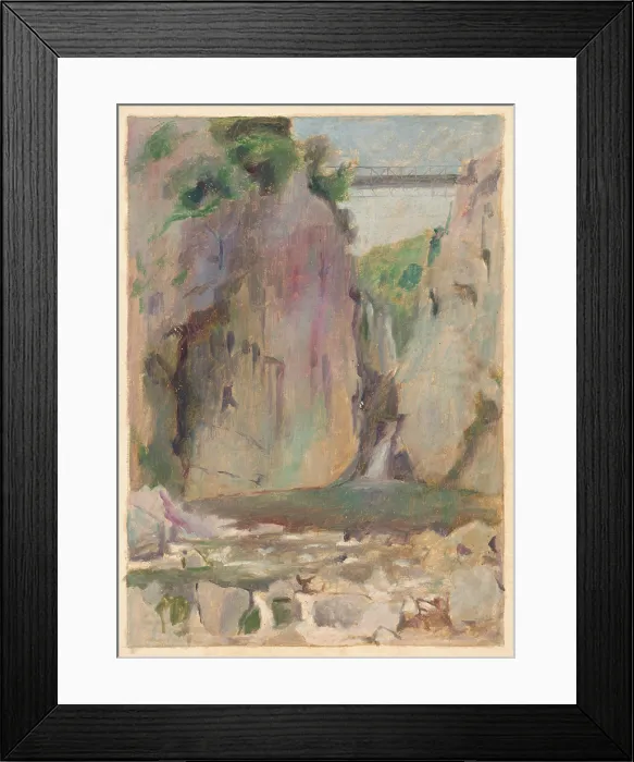 Framed Print : Landscape with a waterfall, early 20th century. Creator: Dezider Czolder Framed Print : Landscape with a waterfall, early 20th century. Creator: Dezider Czolder