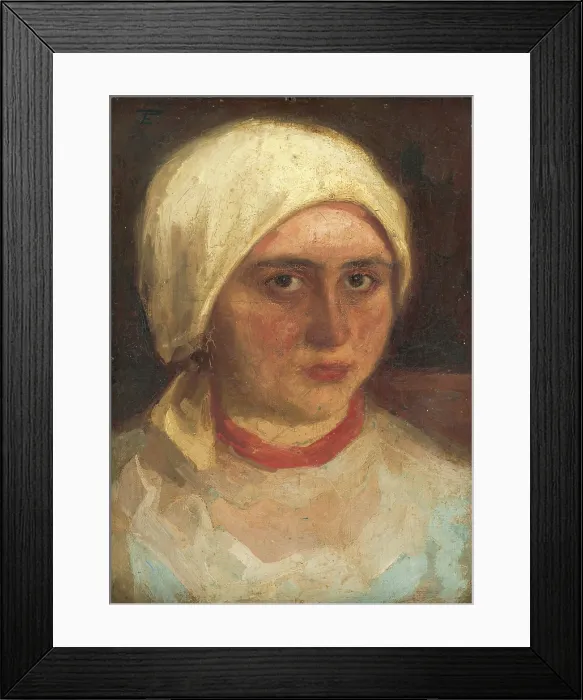 Framed Print : Head of a Young Woman, around 1905. Creator: Eduard Putra Framed Print : Head of a Young Woman, around 1905. Creator: Eduard Putra