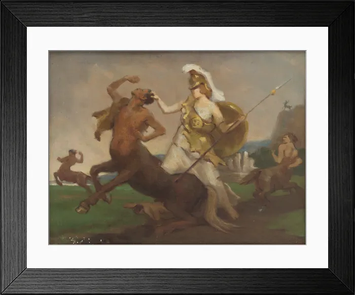 Framed Print : Palas Athena in Fight against Centaurs, 1917. Creator: Milan Thomka Mitrovsky Framed Print : Palas Athena in Fight against Centaurs, 1917. Creator: Milan Thomka Mitrovsky