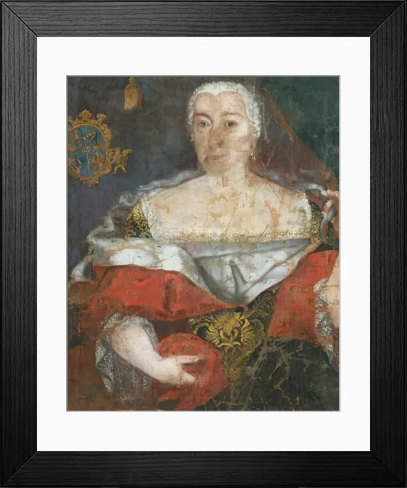 Framed Print : Portrait of a Zemianka in a Brocaded Cloak, 1740. Creator: Unknown Framed Print : Portrait of a Zemianka in a Brocaded Cloak, 1740. Creator: Unknown
