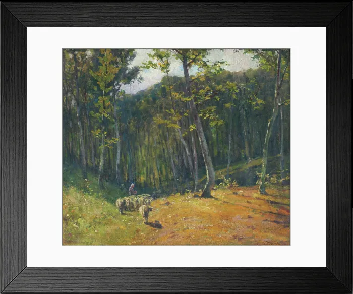 Framed Print : Forest with sheep, 1900-1910. Creator: Ludovit Cordak Framed Print : Forest with sheep, 1900-1910. Creator: Ludovit Cordak