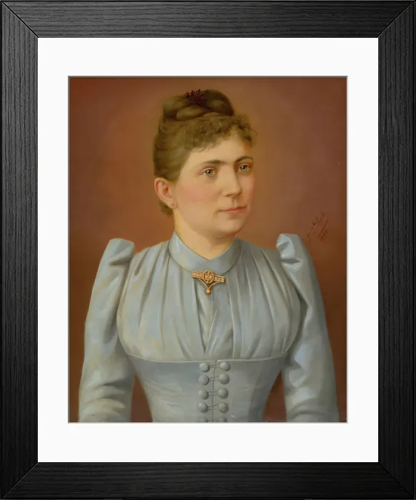 Framed Print : Portrait of a Woman in a Pale Dress, 1893. Creator: FJ Dyck Framed Print : Portrait of a Woman in a Pale Dress, 1893. Creator: FJ Dyck