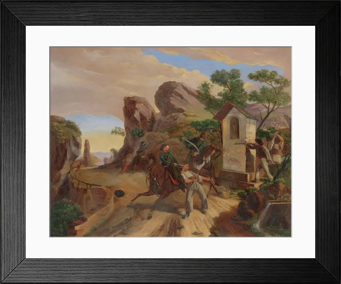 Framed Print : Bandit Ambush, 1847-1850. Creator: Frantisek Belopotocky Framed Print : Bandit Ambush, 1847-1850. Creator: Frantisek Belopotocky