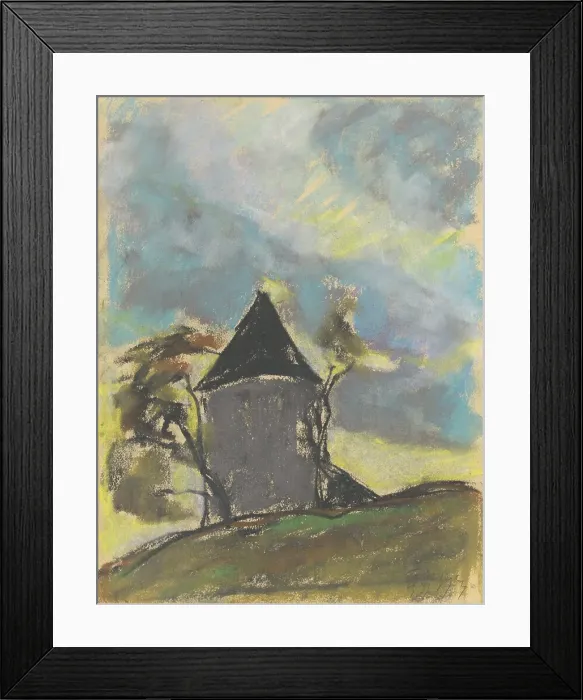 Framed Print : Landscape with a tower, 1931. Creator: Zolo Palugyay Framed Print : Landscape with a tower, 1931. Creator: Zolo Palugyay