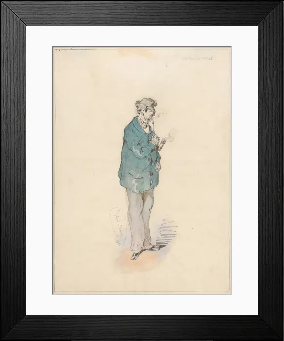 Framed Print : Man with a pipe, 1850. Creator: Friedrich Carl von Scheidlin Framed Print : Man with a pipe, 1850. Creator: Friedrich Carl von Scheidlin