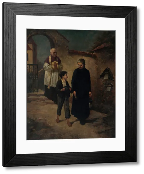 Framed Print : Going to care for the sick, 1901. Creator: Felician Moczik Framed Print : Going to care for the sick, 1901. Creator: Felician Moczik