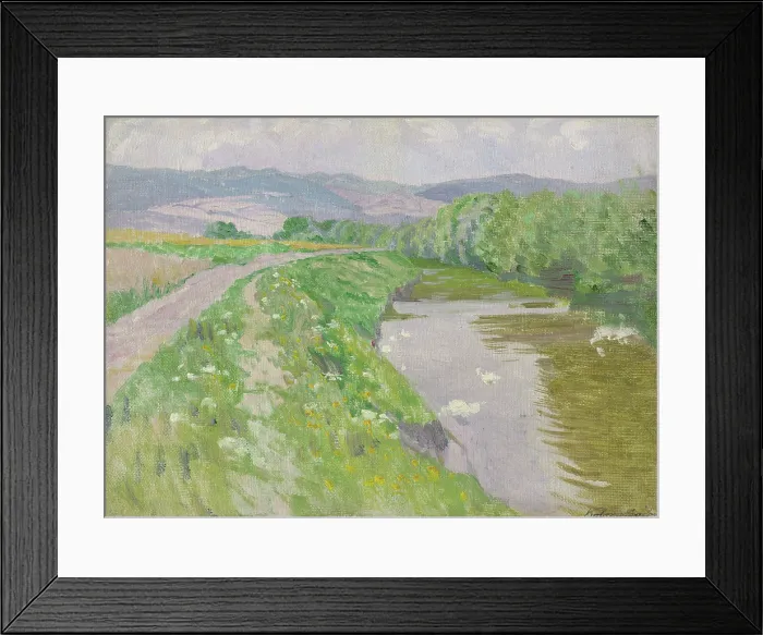 Framed Print : Landscape with a river, 1890-1910. Creator: Ferdinand Katona Framed Print : Landscape with a river, 1890-1910. Creator: Ferdinand Katona
