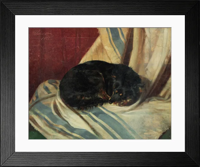 Framed Print : Study of a Dog Lying Down, 1882. Creator: Friedrich Carl von Scheidlin Framed Print : Study of a Dog Lying Down, 1882. Creator: Friedrich Carl von Scheidlin