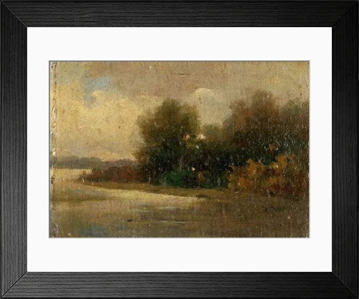 Framed Print : Forest by a river, 1890-1900. Creator: Felician Moczik Framed Print : Forest by a river, 1890-1900. Creator: Felician Moczik