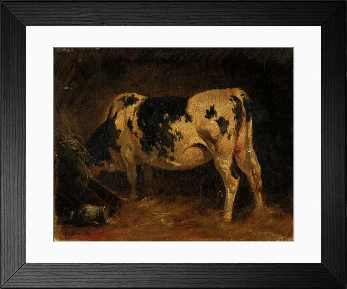 Framed Print : Cow in a Barn, 1840-1860. Creator: Friedrich Gauermann Framed Print : Cow in a Barn, 1840-1860. Creator: Friedrich Gauermann