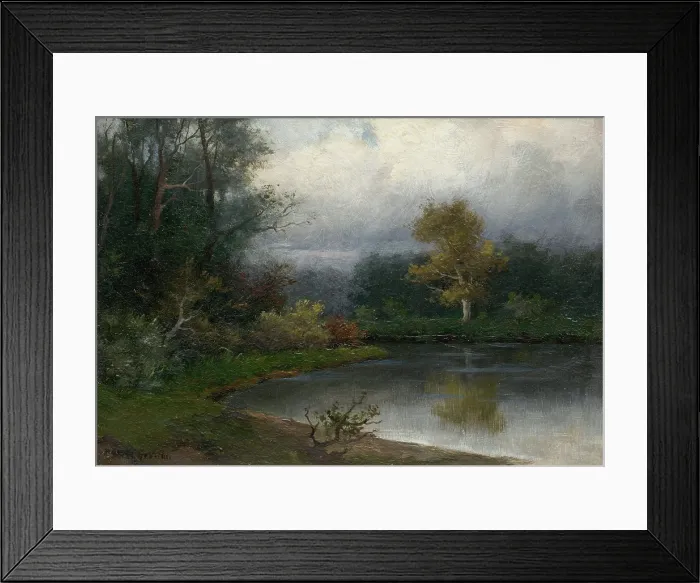 Framed Print : Landscape with pond, c 1900. Creator: Felician Moczik Framed Print : Landscape with pond, c 1900. Creator: Felician Moczik