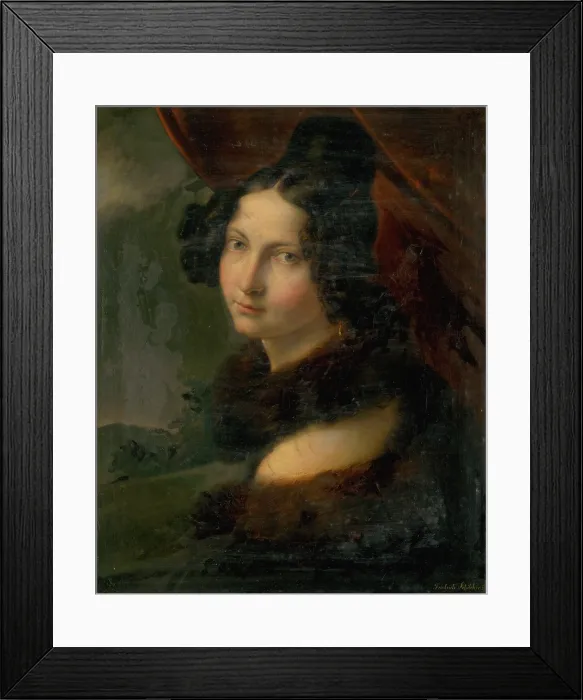 Framed Print : Portrait of a young woman with a fur collar, 1830-1850. Creator: Friedrich Schilcher Framed Print : Portrait of a young woman with a fur collar, 1830-1850. Creator: Friedrich Schilcher