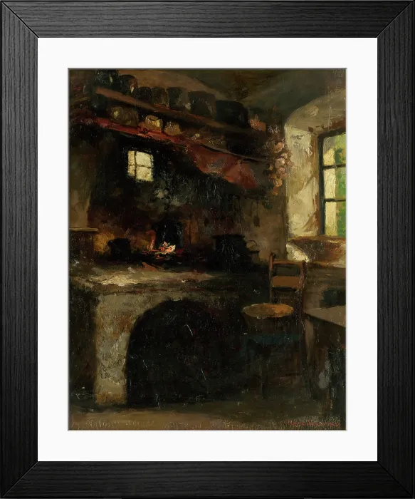 Framed Print : Interior of a room in a village, 1902. Creator: Felician Moczik Framed Print : Interior of a room in a village, 1902. Creator: Felician Moczik