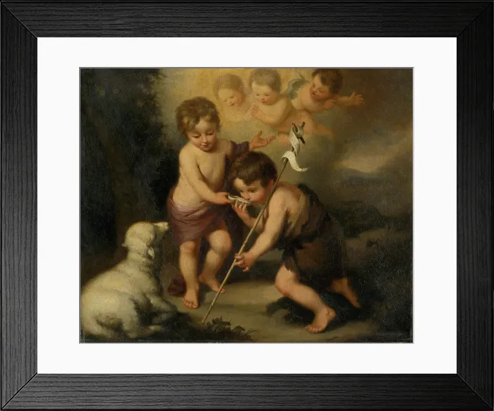 Framed Print : Baby Jesus with Saint John the Baptist, 1890-1900. Creator: Felician Moczik Framed Print : Baby Jesus with Saint John the Baptist, 1890-1900. Creator: Felician Moczik