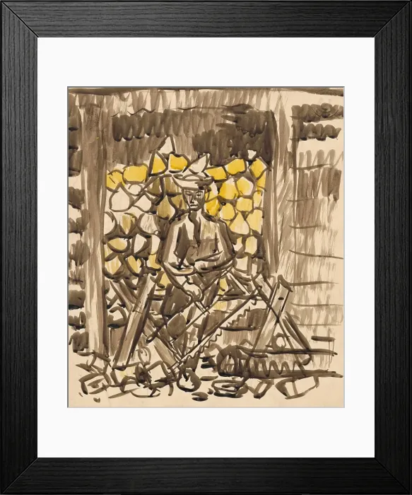 Framed Print : Sawing wood, 1940-1944. Creator: Arnold Peter Weisz-Kubincan Framed Print : Sawing wood, 1940-1944. Creator: Arnold Peter Weisz-Kubincan
