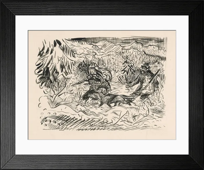 Framed Print : Winter hunt, 1910-1940. Creator: Arnold Peter Weisz-Kubincan Framed Print : Winter hunt, 1910-1940. Creator: Arnold Peter Weisz-Kubincan
