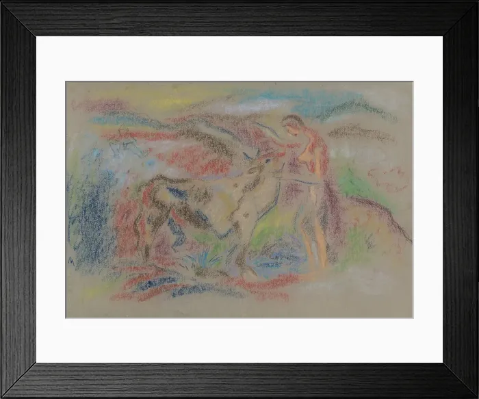 Framed Print : Woman with cow, 1935-1944. Creator: Arnold Peter Weisz-Kubincan Framed Print : Woman with cow, 1935-1944. Creator: Arnold Peter Weisz-Kubincan