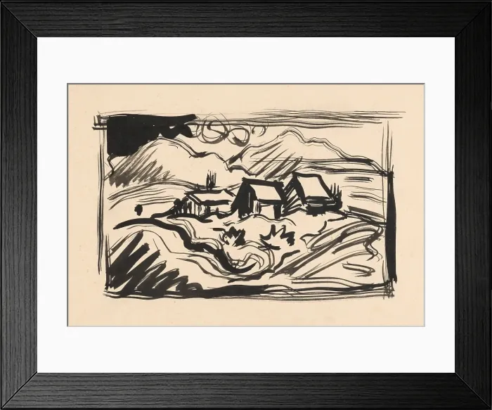 Framed Print : Landscape with cottages, 1940-1944. Creator: Arnold Peter Weisz-Kubincan Framed Print : Landscape with cottages, 1940-1944. Creator: Arnold Peter Weisz-Kubincan