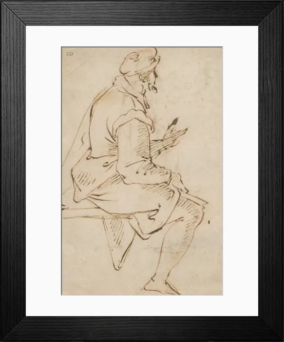 Framed Print : Study of a seated man, around 1500. Creator: Unknown Framed Print : Study of a seated man, around 1500. Creator: Unknown