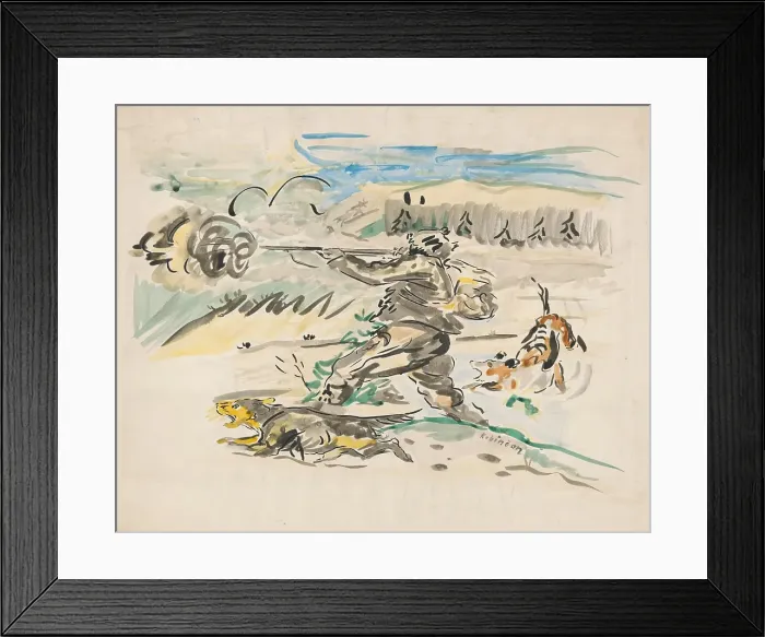 Framed Print : Shooting hunter, around 1940. Creator: Arnold Peter Weisz-Kubincan Framed Print : Shooting hunter, around 1940. Creator: Arnold Peter Weisz-Kubincan