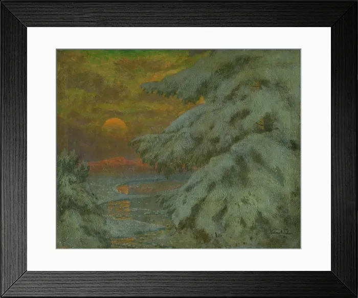 Framed Print : Sunset in winter, 1917. Creator: Ferdinand Katona Framed Print : Sunset in winter, 1917. Creator: Ferdinand Katona