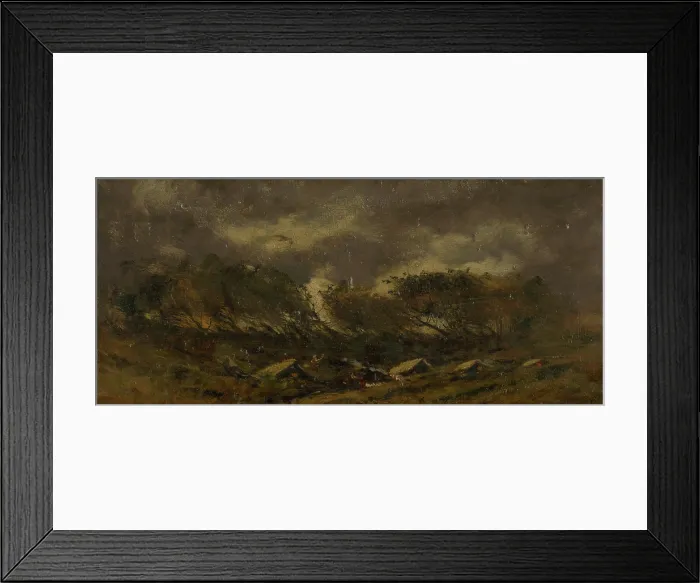 Framed Print : Gypsy camp during a storm, 1910-1930. Creator: Ferdinand Katona Framed Print : Gypsy camp during a storm, 1910-1930. Creator: Ferdinand Katona