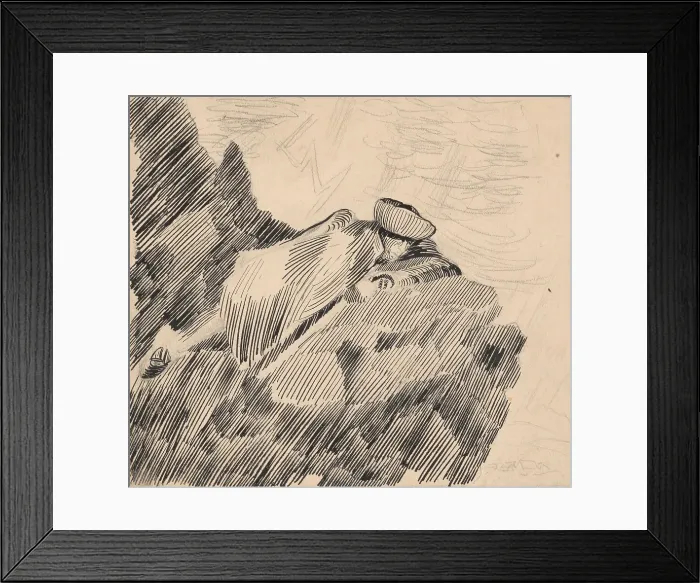 Framed Print : Man lying on a rock, 1925-1935. Creator: Arnold Peter Weisz-Kubincan Framed Print : Man lying on a rock, 1925-1935. Creator: Arnold Peter Weisz-Kubincan