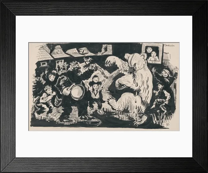 Framed Print : Comedian with a bear, 1930-1940. Creator: Arnold Peter Weisz-Kubincan Framed Print : Comedian with a bear, 1930-1940. Creator: Arnold Peter Weisz-Kubincan