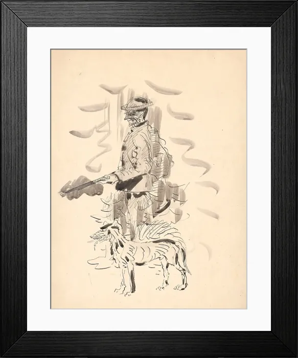 Framed Print : Hunter with dog, 1930s. Creator: Arnold Peter Weisz-Kubincan Framed Print : Hunter with dog, 1930s. Creator: Arnold Peter Weisz-Kubincan