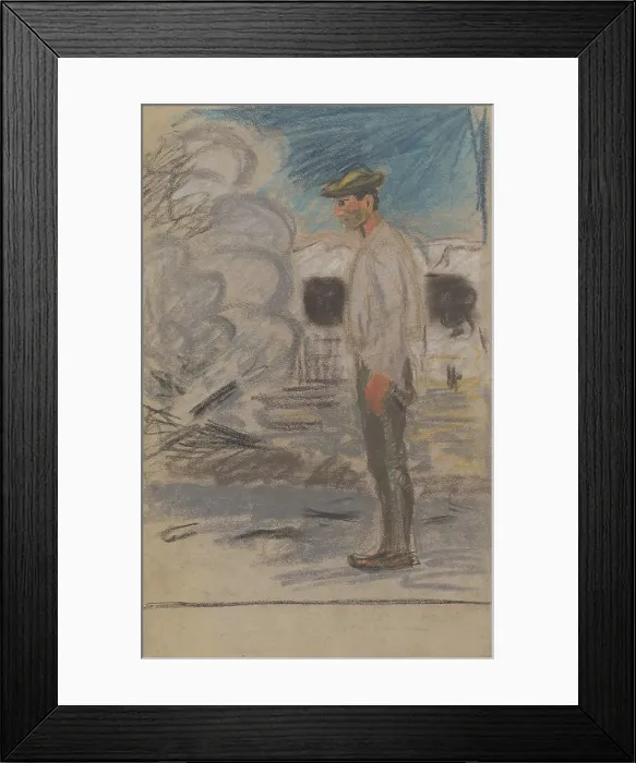 Framed Print : A farmhand in the yard, 1935-1944. Creator: Arnold Peter Weisz-Kubincan Framed Print : A farmhand in the yard, 1935-1944. Creator: Arnold Peter Weisz-Kubincan