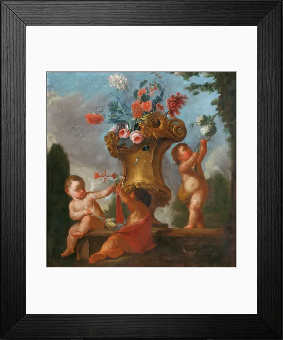 Framed Print : Angels with a Vase I, 1730-1760. Creator: Unknown Framed Print : Angels with a Vase I, 1730-1760. Creator: Unknown