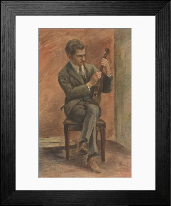 Framed Print : Study of a seated violinist, 1919. Creator: Ladislav Treskon Framed Print : Study of a seated violinist, 1919. Creator: Ladislav Treskon