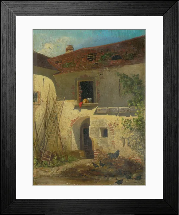 Framed Print : Old farmyard in Jur, after 1860. Creator: Friedrich Carl von Scheidlin Framed Print : Old farmyard in Jur, after 1860. Creator: Friedrich Carl von Scheidlin