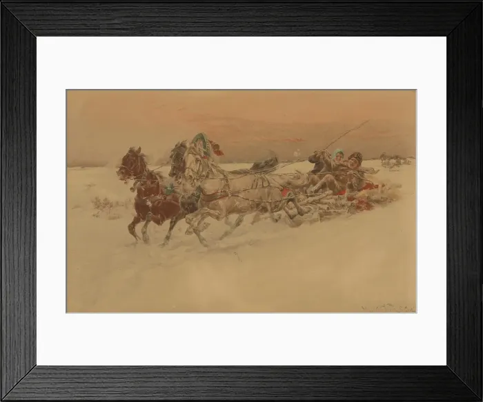 Framed Print : Bulgarian troika, 1895-1900. Creator: Jaroslav Vesin Framed Print : Bulgarian troika, 1895-1900. Creator: Jaroslav Vesin