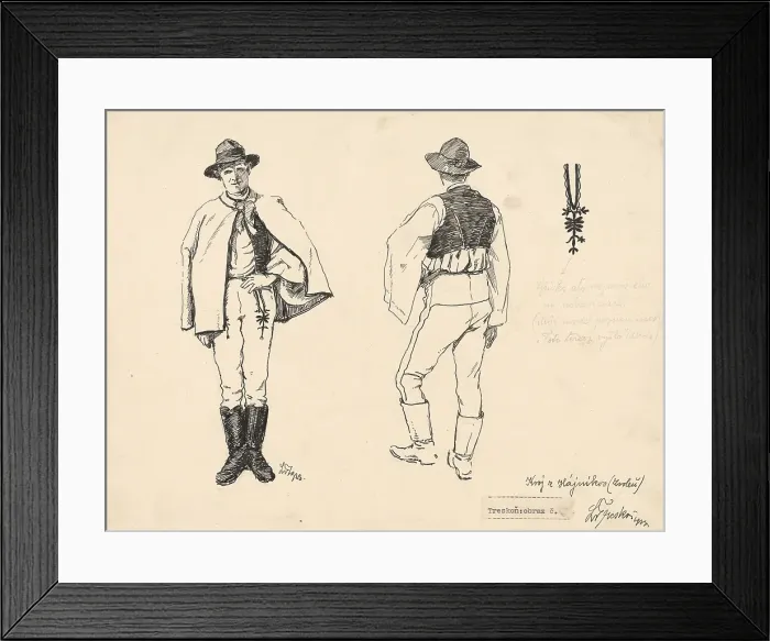 Framed Print : Study of a costume from Hajnikov, around 1920. Creator: Ladislav Treskon Framed Print : Study of a costume from Hajnikov, around 1920. Creator: Ladislav Treskon