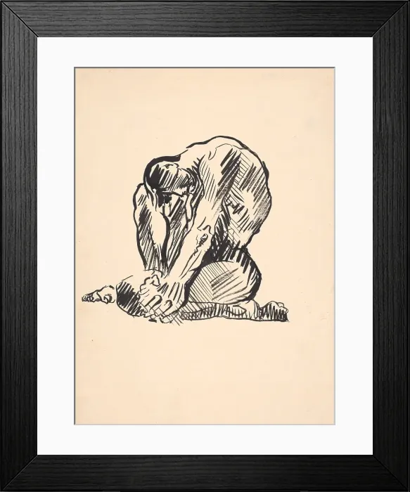 Framed Print : Study of a seated male nude, 1930s. Creator: Arnold Peter Weisz-Kubincan Framed Print : Study of a seated male nude, 1930s. Creator: Arnold Peter Weisz-Kubincan