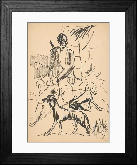 Framed Print : Hunter with dogs, 1940-1944. Creator: Arnold Peter Weisz-Kubincan Framed Print : Hunter with dogs, 1940-1944. Creator: Arnold Peter Weisz-Kubincan
