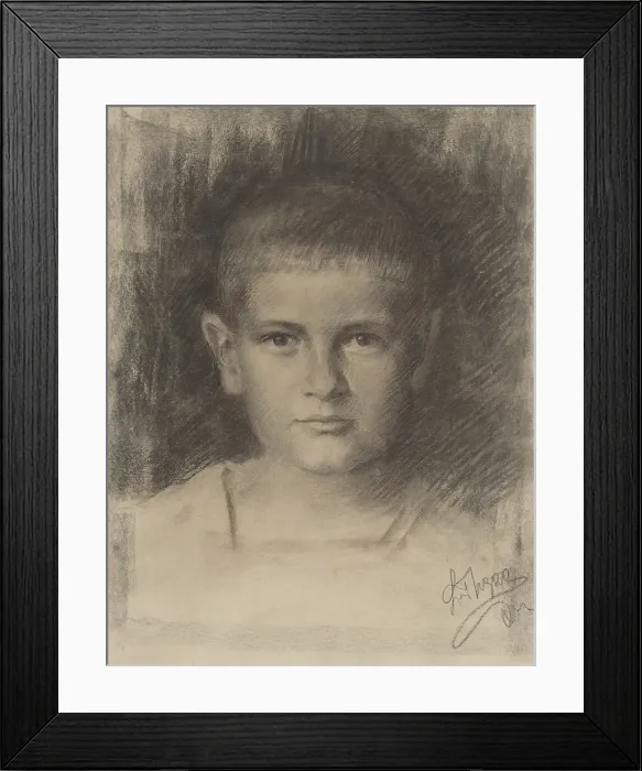Framed Print : Study of a boy, around 1920. Creator: Ladislav Treskon Framed Print : Study of a boy, around 1920. Creator: Ladislav Treskon