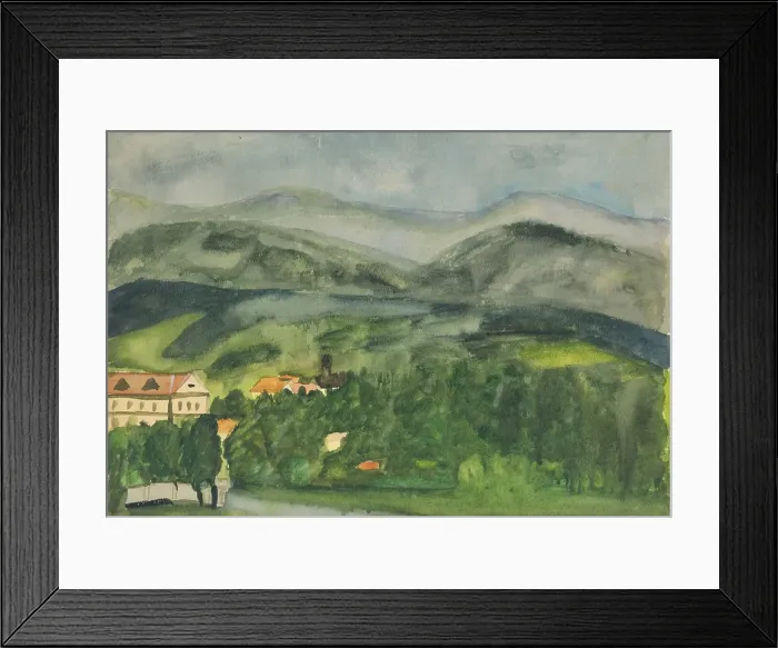 Framed Print : Landscape with houses, 1940-1944. Creator: Arnold Peter Weisz-Kubincan