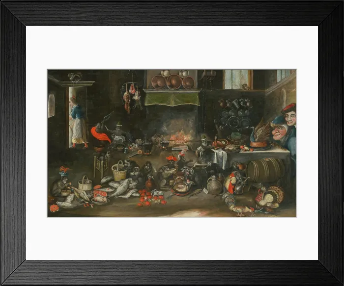 Framed Print : Monkeys in the Kitchen, 1620-1640. Creator: Circle of Frans Francken II Framed Print : Monkeys in the Kitchen, 1620-1640. Creator: Circle of Frans Francken II