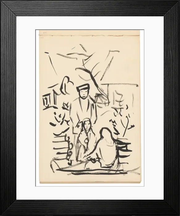 Framed Print : Sketchbook 19 Man and Two Women, 1st half 20th century. Creator: Arnold Peter Weisz-Kubincan Framed Print : Sketchbook 19 Man and Two Women, 1st half 20th century. Creator: Arnold Peter Weisz-Kubincan