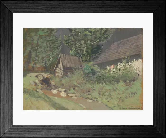Framed Print : Behind the Barn, 1918. Creator: Ferdinand Katona Framed Print : Behind the Barn, 1918. Creator: Ferdinand Katona